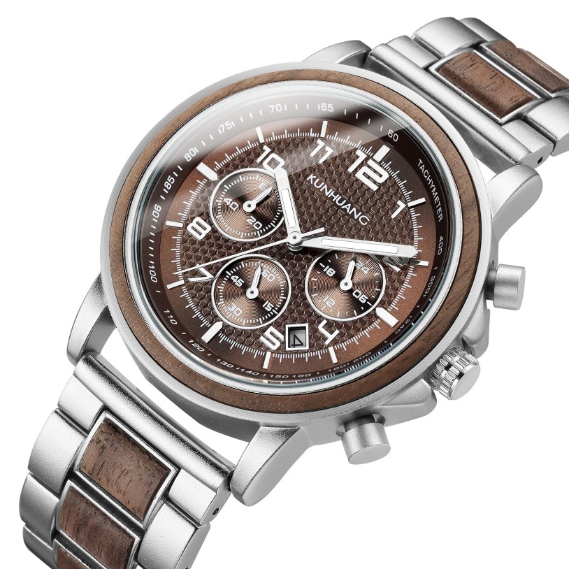 Роскошные брендовые мужские кварцевые наручные часы из дерева, мужские спортивные водонепроницаемые часы, мужские хронографы, деревянные часы 185w