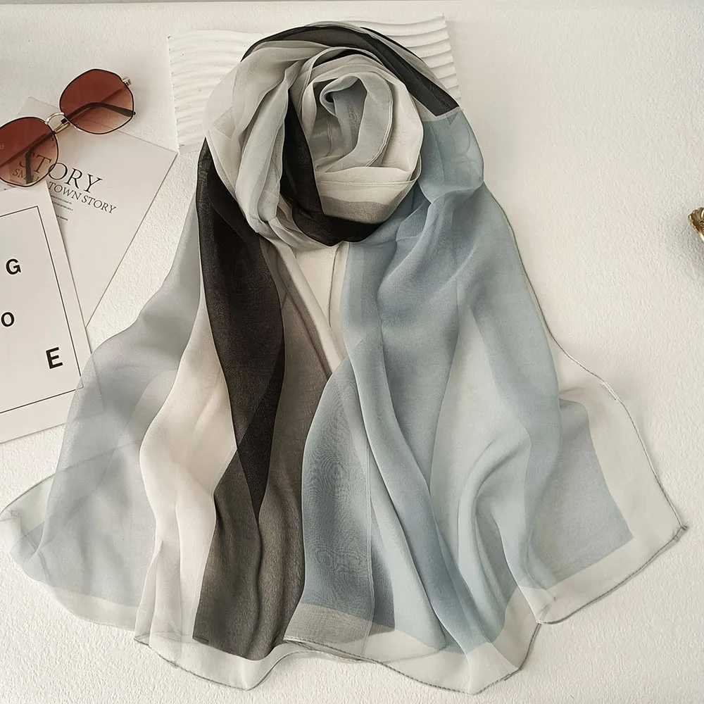 ألوان Sarongs التدرج النسائية Foulard Elegant chiffon Georgette Bandana Dickf Summer Beach Tourism Sun Protect