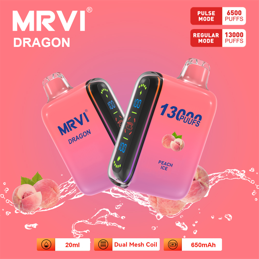 오리지널 MRVI 드래곤 13000 6500 Bang Box Puff 9000 18000 일회용 vape 박스 키트 듀얼 모드 13K 6.5K 퍼프 메쉬 코일 전자 담배 2% 5% vaper 10 king king 9k ~ 18K