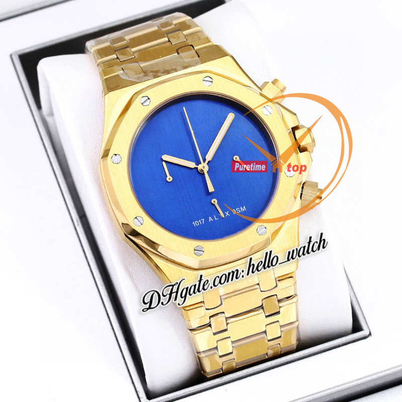 K8F 41mm 26238 1017 Alyx 9SM Designer VK Quartz Chronograph Mens Watch No Markers Gold Dial 18k Yellow Gold Case Bracelet Stopwatch Gents Watches HelloWatch A46B