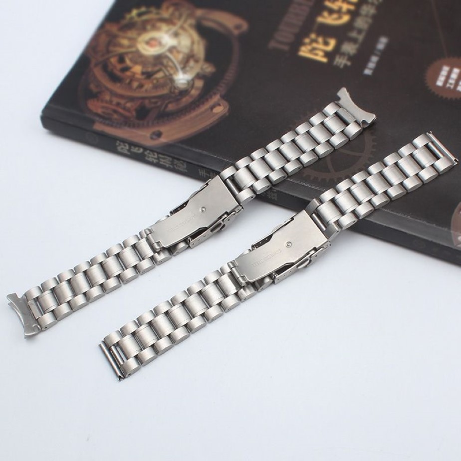 Silver Stainless Steel Watchbands Bracelet 18mm 20mm 22mm Solid Metal Watch Band Men Strap Accessories233Q