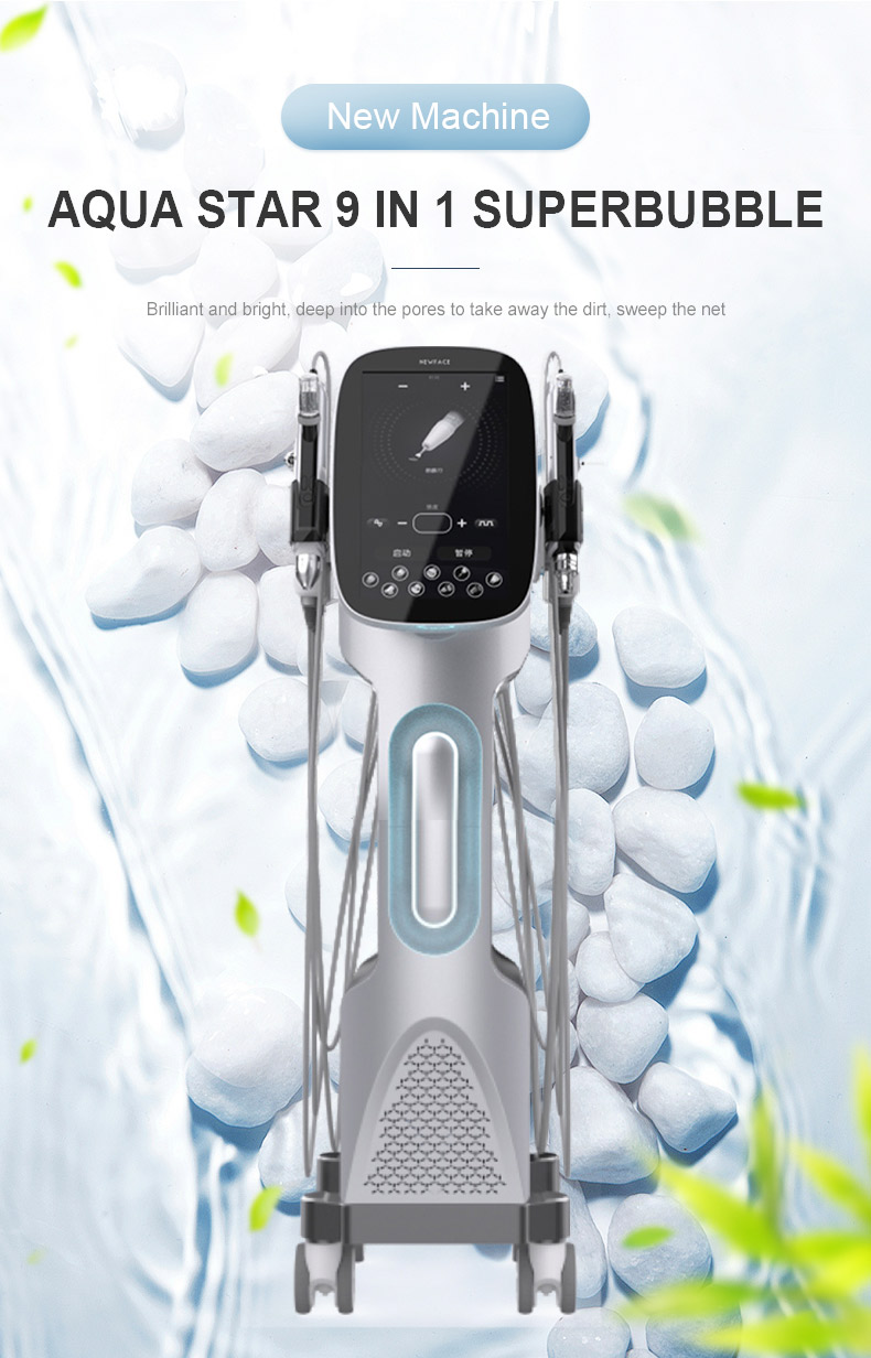 9 в 1 Aqua Bubble Beauty Instrument Dermabrasion H2O2 RF RF Лифтинговая машина для омоложения кожи лица