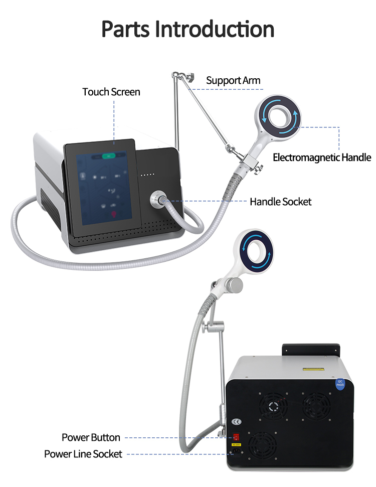 Machine portative de soulagement de douleur de physio d'intensité de la poignée 6T de thérapie électromagnétique simple pour des soins de santé