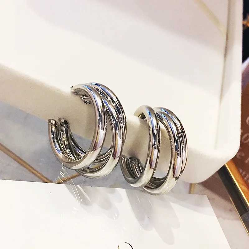 Hoop Huggie orecchini ad anello eleganti in metallo coreano alla moda le donne 2022 nuovi orecchini con motivo geometrico in oro retrò gioielli lampeggia regalo 24326