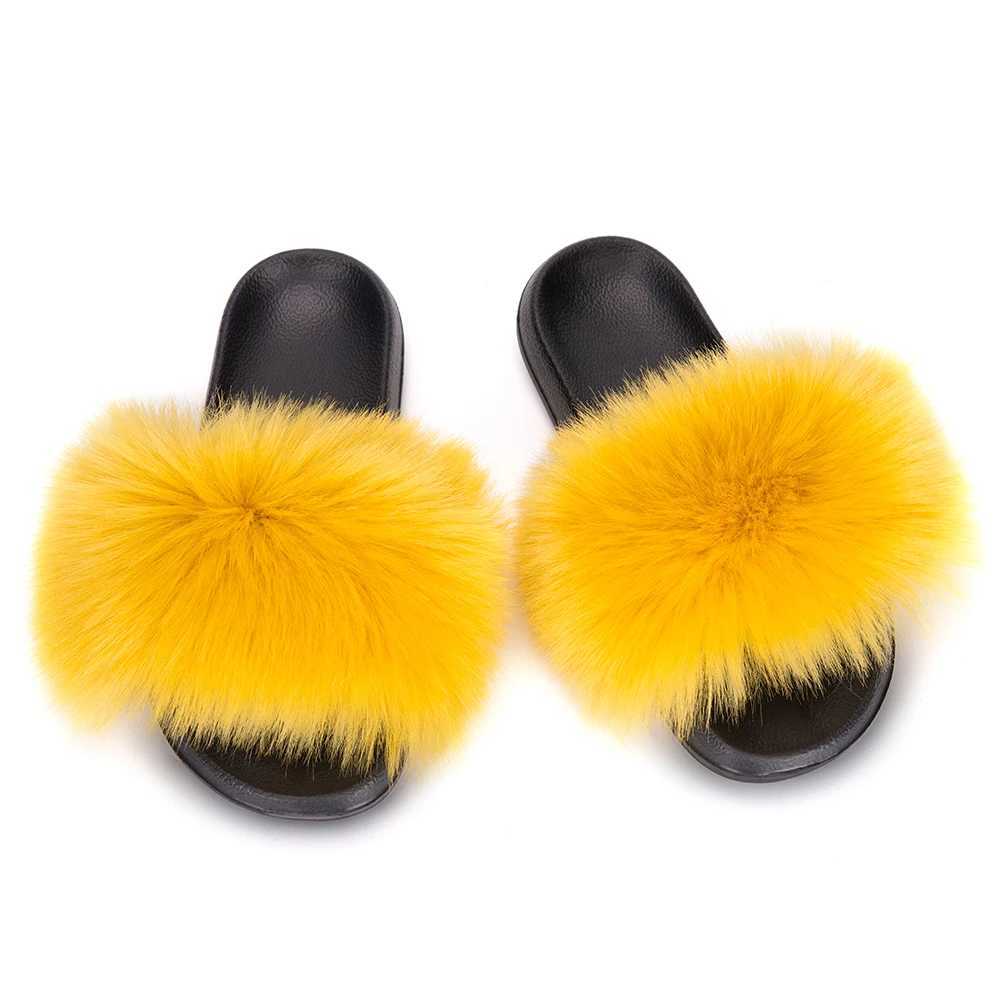 Slippers MPPM faux fur slider fluffy sandals girls beach Ome Plus flip womens sofa H240326RC68