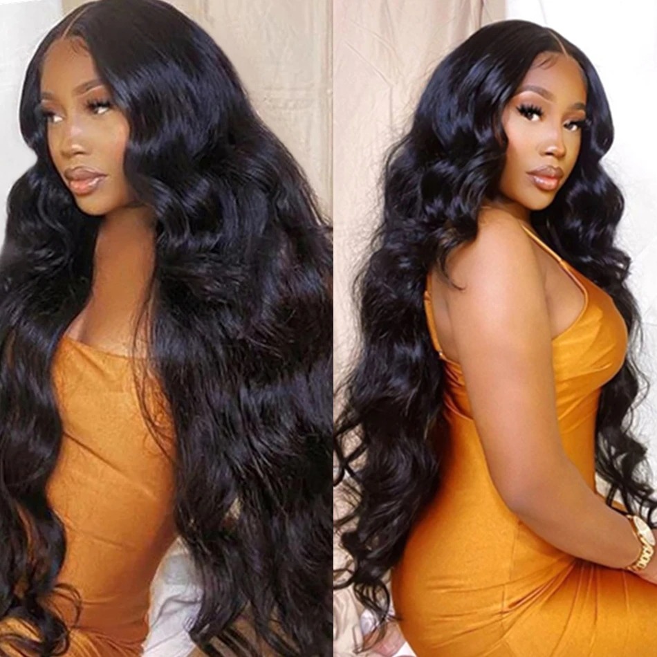 Perruque Lace Front Wig Body Wave brésilienne naturelle, cheveux humains, pre-plucked, HD, 4x4, 5x5, Loose Deep Wave, 13x4, pour femmes africaines