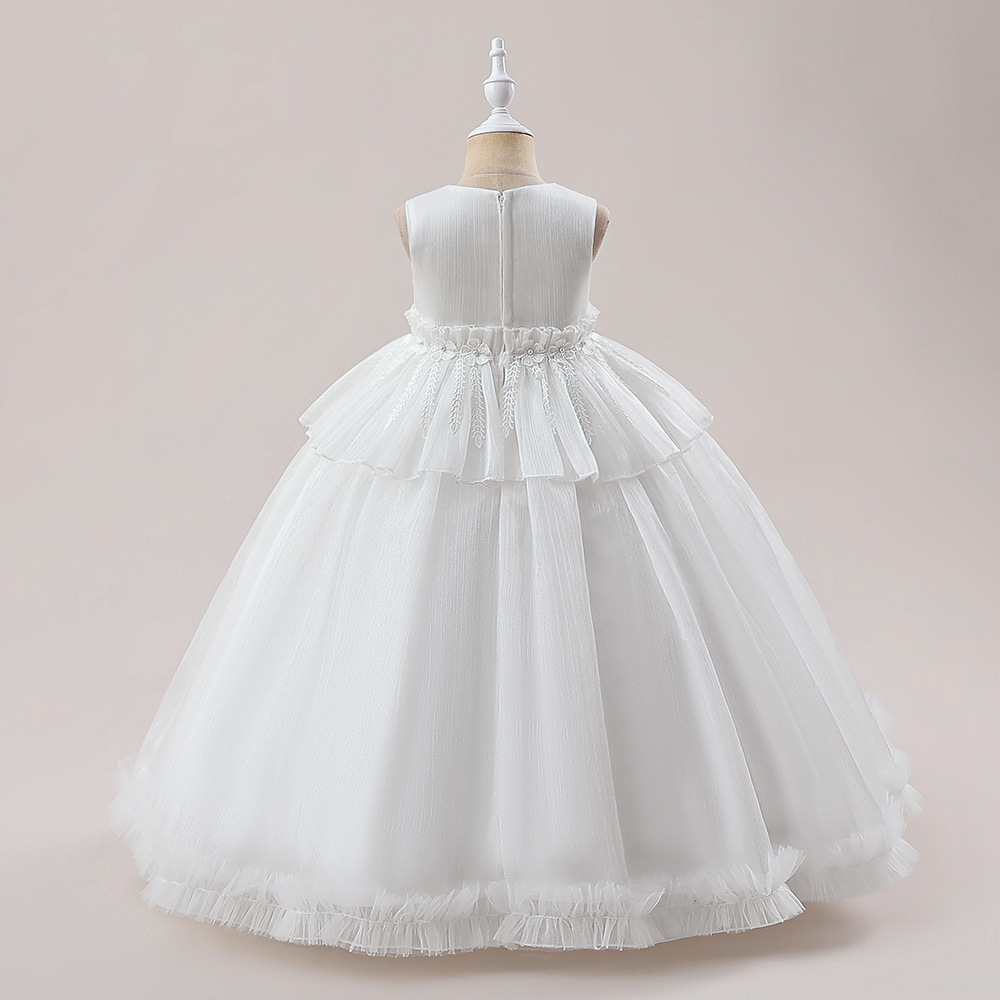 Piękne sukienki z białej klejnotów dziewczyny kwiat dziewczyny sukienki urodzin/imprezowe sukienki dziewczyny Dziewczyny codzienne spódnice dla dzieci SZ 2-10 D326190