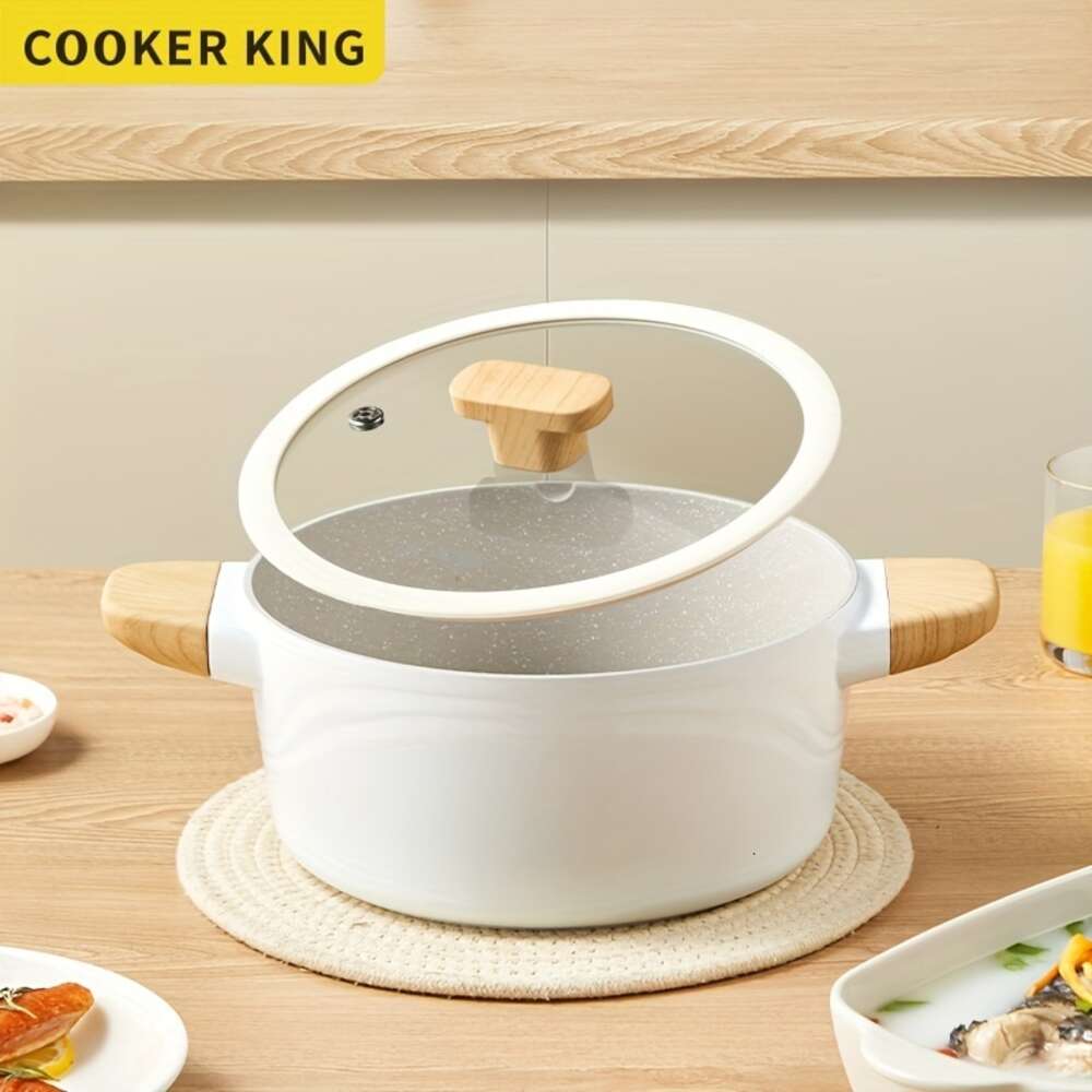 Cooker King – marmite antiadhésive de 24cm, avec couvercle en verre, sans PTFE, sans PFOA, poignée résistante à la chaleur, prête pour l'induction, 1 pièce