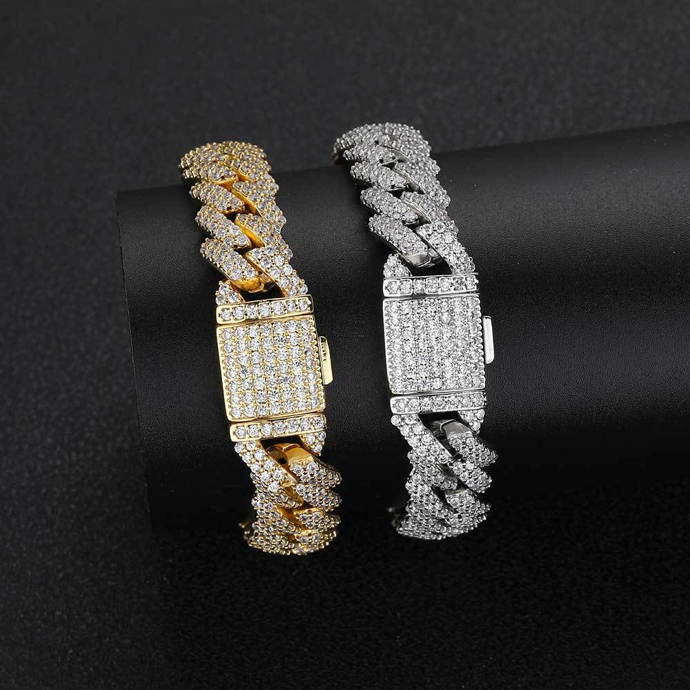 Iced Out Cuban Link Bracelet Designer voor Men Micro ingelegde CZ Diamond 10mm 12 mm 14 mm breedte kettingarmbanden Hip Hop Men Designer sieraden