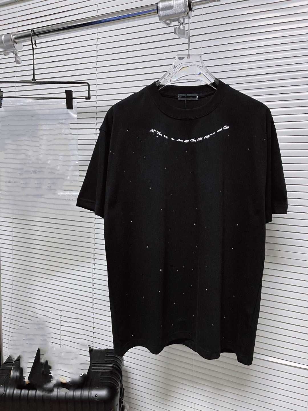 クルーキー正しいハイバージョン24S新しいフルボディホットダイヤモンド刺繍サンスクリット短袖Tシャツカップルファッション汎用性