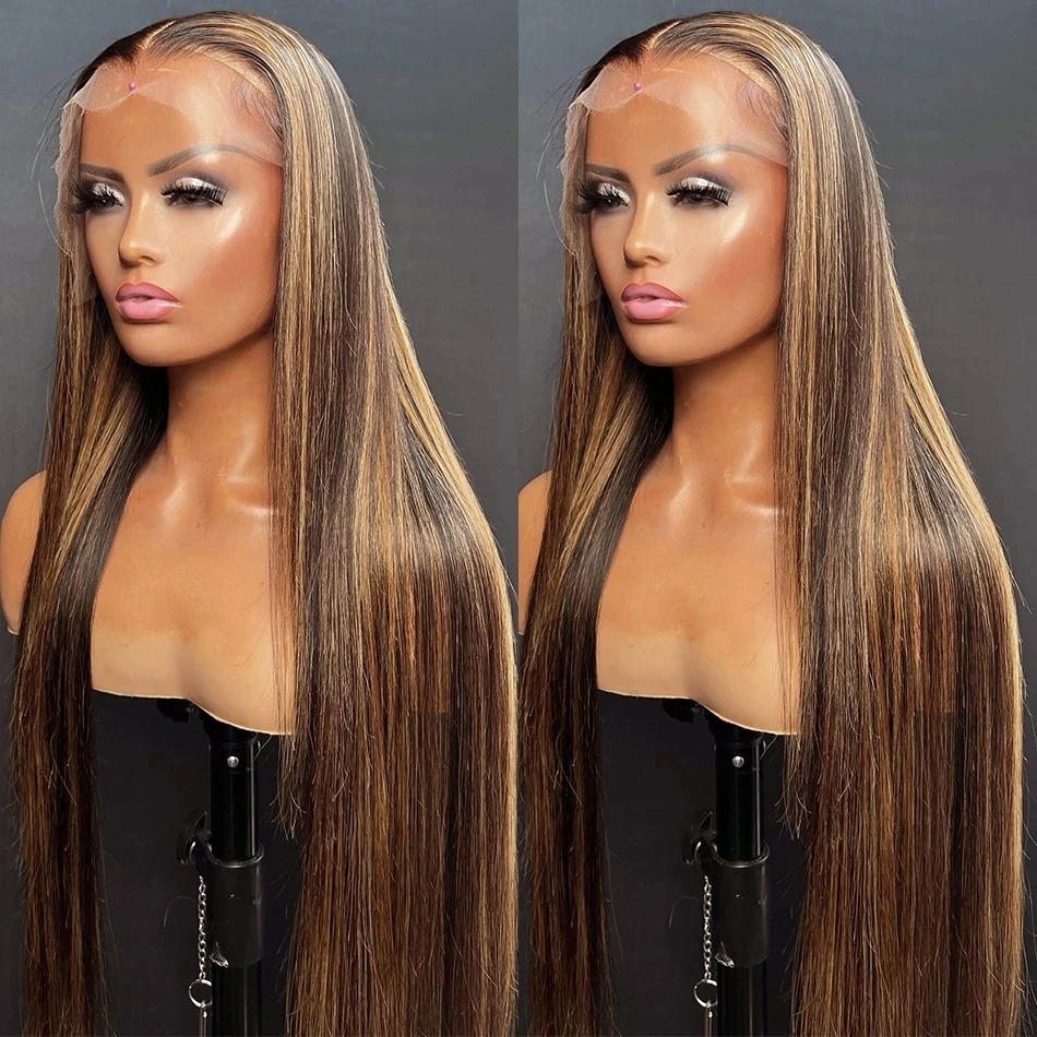 Markera brun rak spetsfront peruk mänskliga hår peruker för kvinnor för plucked 13x4 13x6 honung blond färgade spetsar frontala peruker
