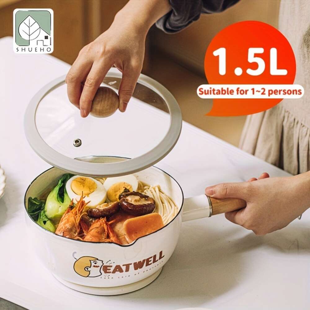 Japanese Cooking With/ Without Lid,, Household Instant Noodle Electric and Gas Stoves, Porcelain Pot, Mini Suitable for 1-2 People, Enamel Flat-bottomed