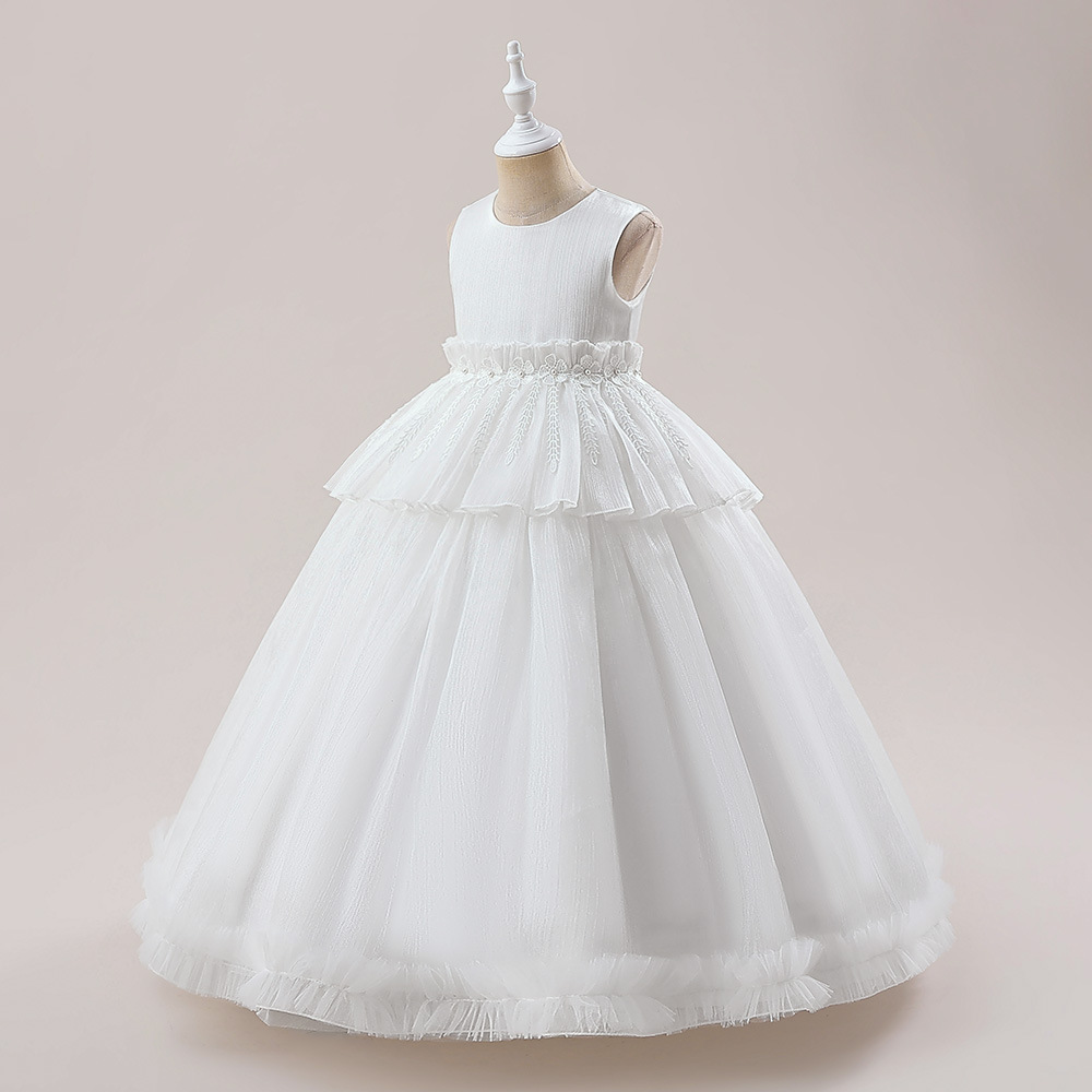 Güzel Beyaz Mücevher Kızının Pageant Elbiseleri Çiçek Kız Elbiseleri Kızın Doğum Günü/Parti Elbiseleri Kızlar Günlük Etekler Çocuk Giyim SZ 2-10 D326190