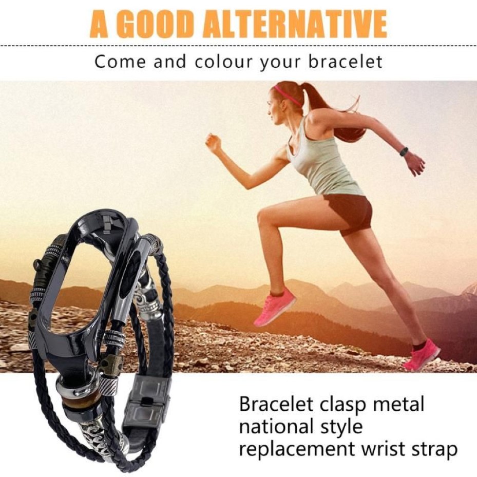 Watch Bands For Mi Band 4 5 Bracelet Retro Genuine Leather Wristband Strap Accessory Metal Case Watchband MiBand246L