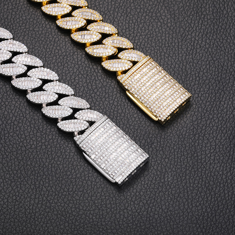 miami iced out pendant necklace designer for men 20MM wide 3 row T square CZ diamond cuban link chain prong rock rapper hip hop thick 18k gold jewelry woman gift