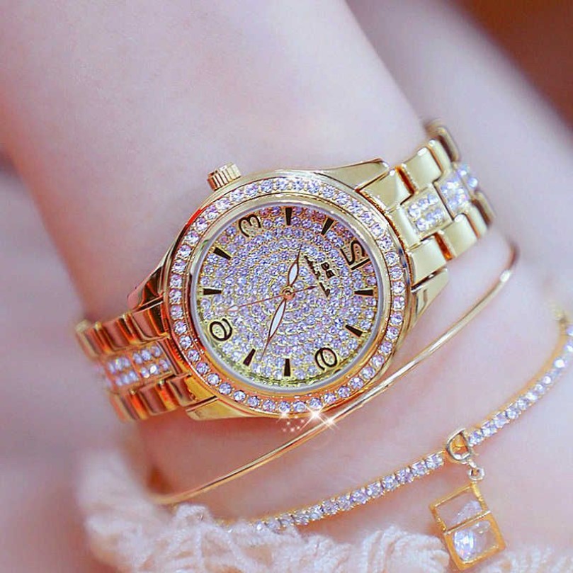 Woman Watches Designer Gold Luxury Brand élégant Diamond Femme Wrist Shatch Ladies Watches Montre Femme 210527199Y