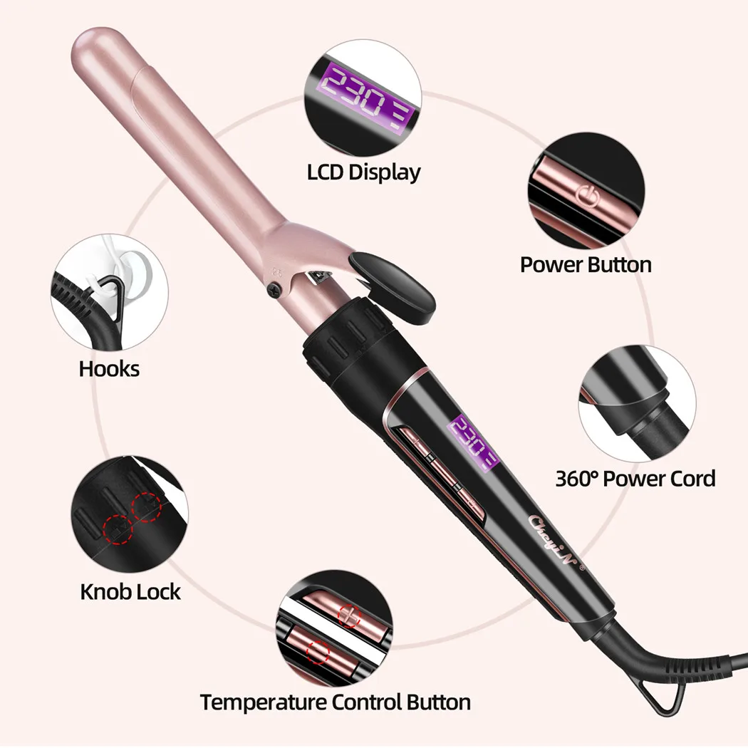 Ferros Ckeyin 5 em 1 cerâmica mágica curling ferro cabaça clipless curling wand modelador de cabelo rolo modelador de cabelo