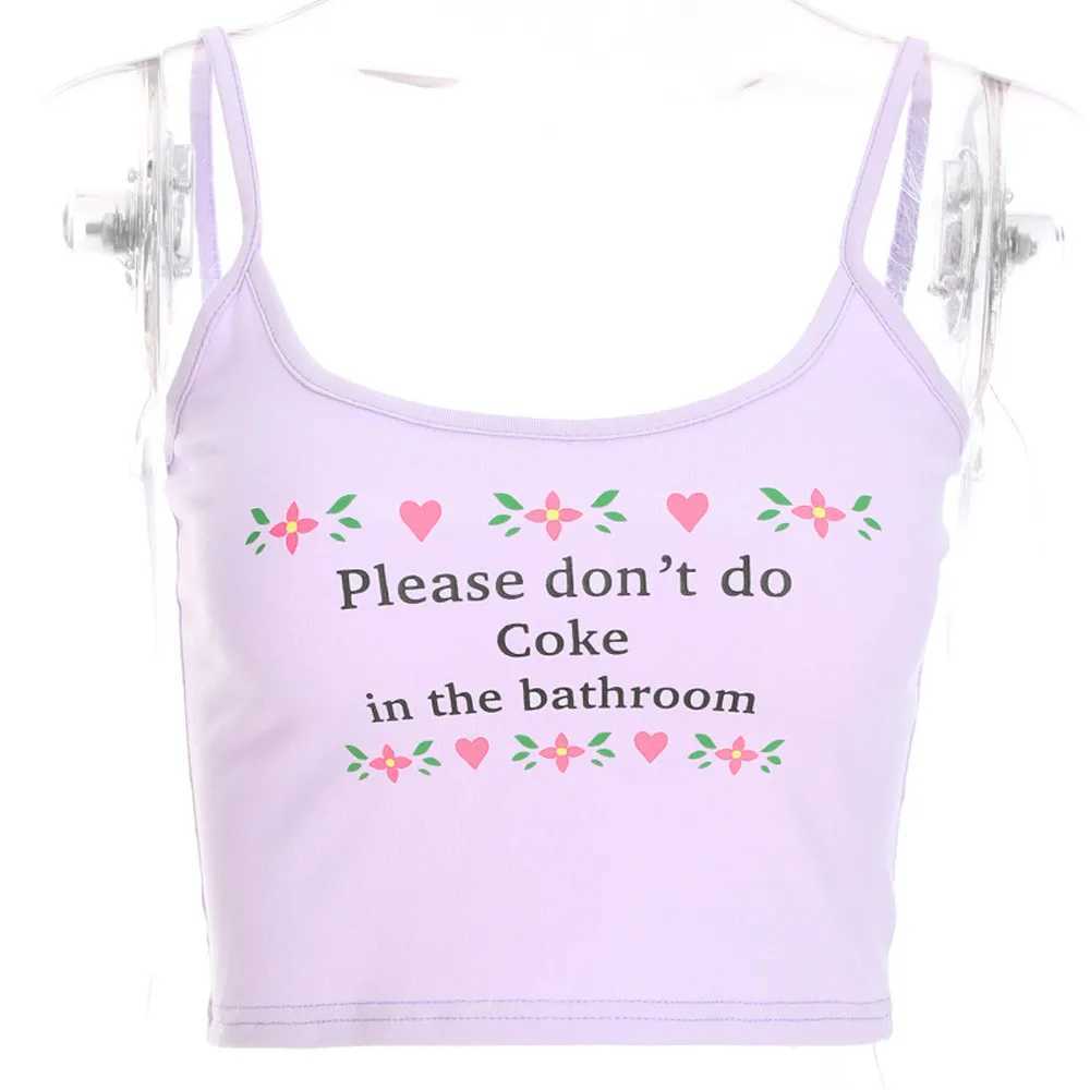 Women's Tanks Camis Sexy Crops Top Women Summer 2021 Leisure Please Do Not Make Cola Printed Vest and Suspended Shirt in Bathroom Letters 24326