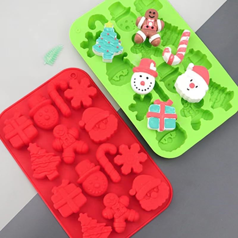 DIY Christmas cookies chocolate candy silicone mold Christmas Hat Snowman Snowflake Cake Model Moulds