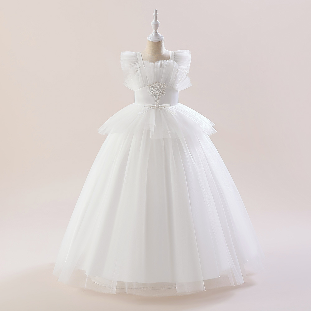 Lovely White Square Tulle Girl's Pageant Dresses Flower Girl Dresses Girl's Birthday/Party Dresses Girls Everyday Skirts Kids' Wear SZ 2-10 D326189