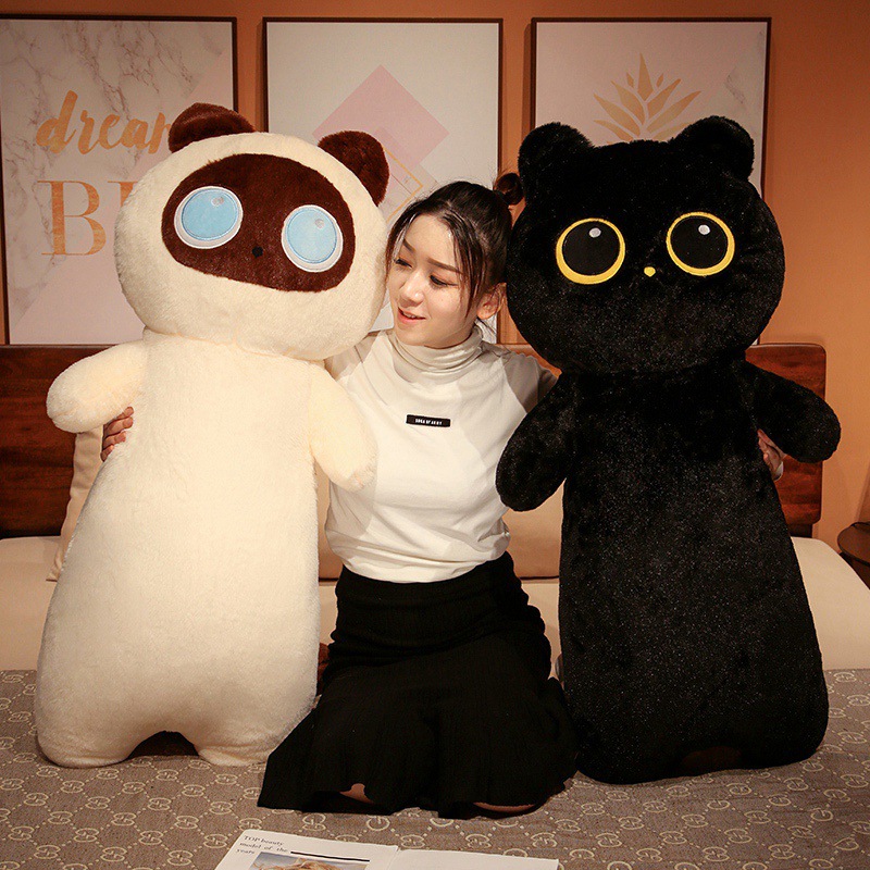 2024 Hot Sale Wholesale Cushions Big Eyes Kawaii Cat Long Doll plush Toys Children's Games Playmates Holiday Gifts Room Decor Holiday Gifts