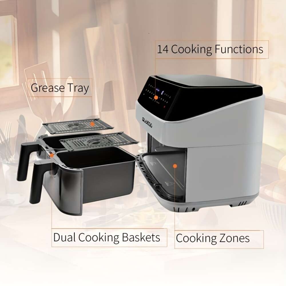 Oldegg 2.38Gal Dual Pot Screen Air Fryer 14 Funções qualquer alimento One Touch Cooking for Alrecipes pode cozinhar dois alimentos diferentes simultaneamente reduzir o tempo de espera