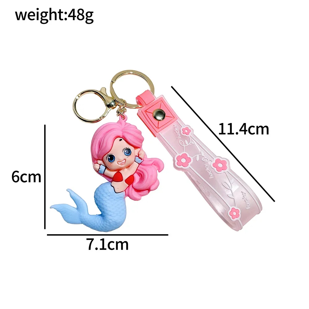 Porte-clés pendentif de dessin animé princesse sirène, porte-clés de voiture, sac de téléphone portable, bijoux suspendus, cadeaux pour enfants
