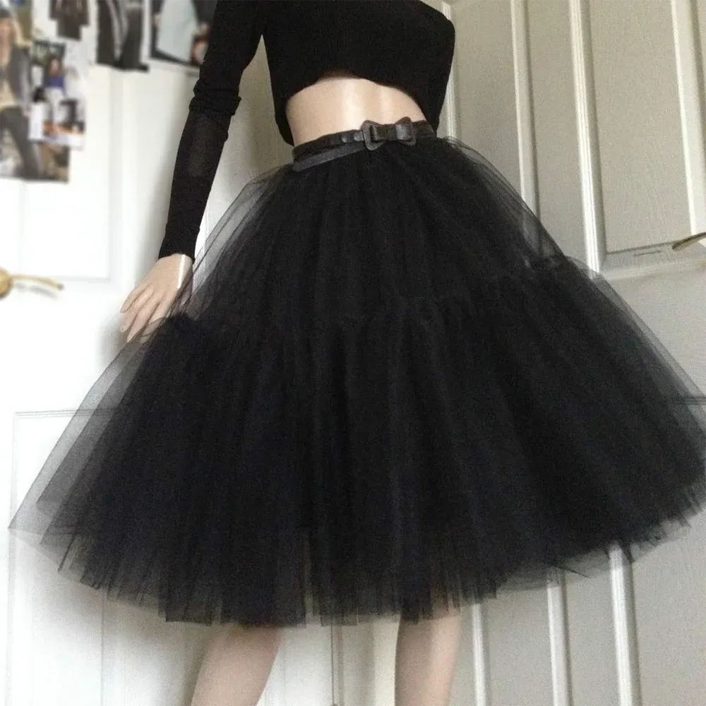 Women Petticoat Short Skirt Soft Tutu Tulle Party Dress 6 Layers Vintage High Waist Ball Gown Underskirt Rockabilly Crinoline CPA539