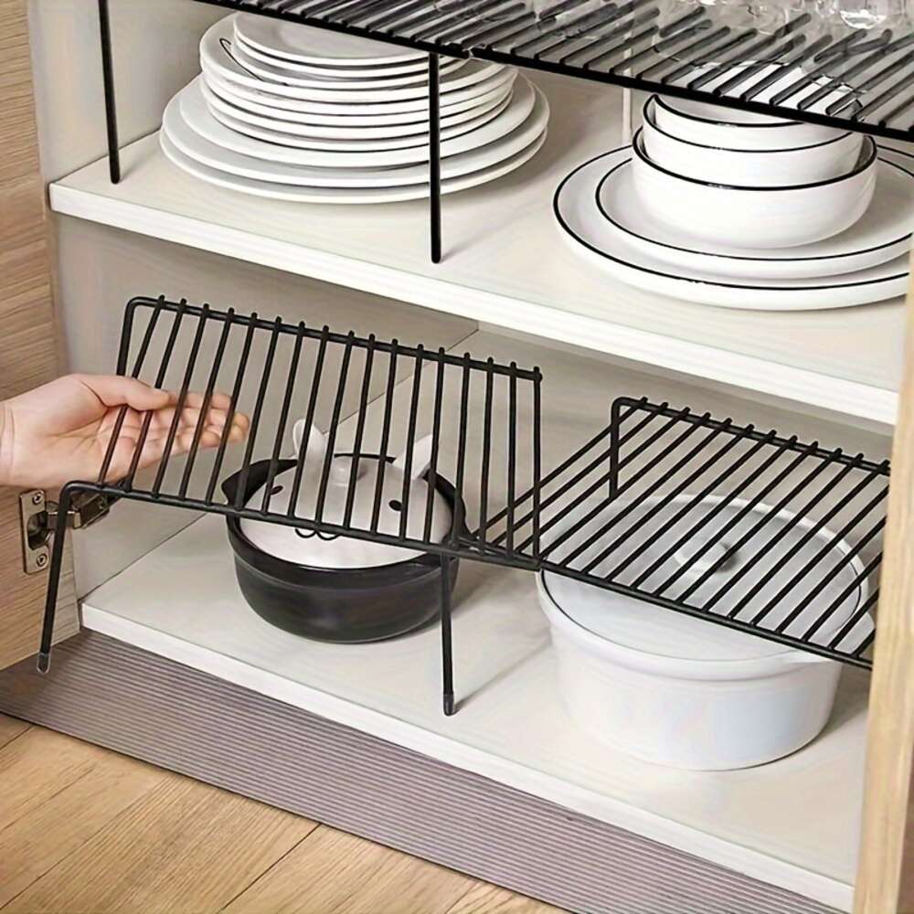 Expandable Shelf Kitchen Countertop, Metal Cabinet Pantry Shelf, Spice Rack Organizer for Cabinet, Space Saving Non Slip Rustproof