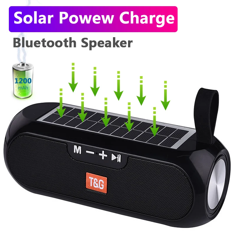 TG182 Solar Boombox Speaker Outdoor 10w USB المحمولة اللاسلكية مكبرات الصوت لدعم TF Card Card FM Radio Aux