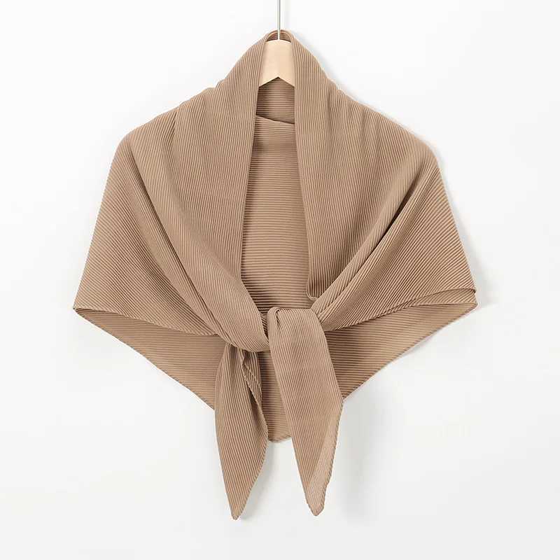 Sarongs Plain Square Bubble Szyfonowy Instant Head Scarf Shawl Solidna plaża Letnia szalik i opaska na głowę Ramadan Muslim Veil Corner 240325