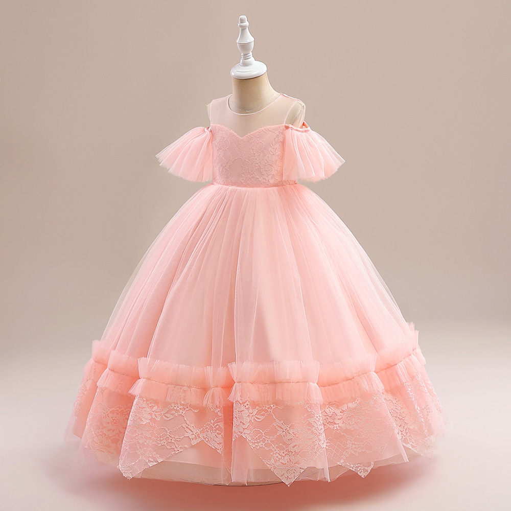 Lovely Pink Tulle Jewel Girl's Pageant Dresses Flower Girl Dresses Girl's Birthday/Party Dresses Girls Everyday Skirts Kids' Wear SZ 2-10 D326192