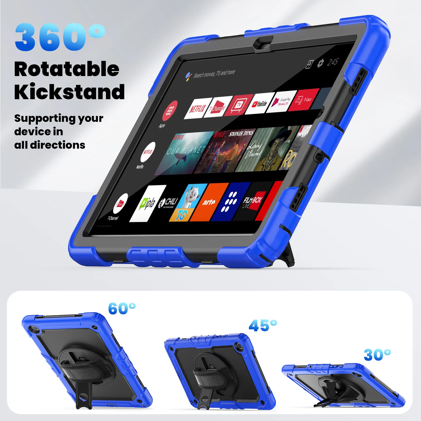 360 Roterende handband Standstand Tablet Case voor Samsung Galaxy Tab A9 plus 11 inch A9+ 2023 SM-X210/X216/X218 Zware robuuste schokbestendige siliconenbeschermingskap