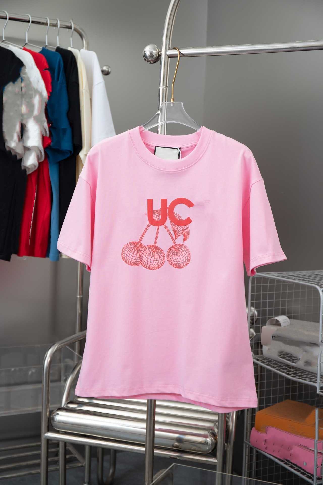 Gu Corre Corre High Version 24s Neues kurzes T-Shirt Cherry Digital Print OS Drop Schulterstil Unisex