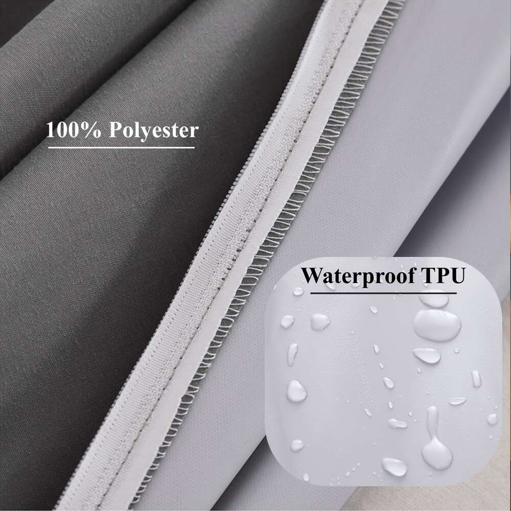 6-sides Fully Enclosed Waterproof Cover with Zipper without Pillowcase, Dust-proof Mattress Protector Solid Color Deed Pocket Fitted Sheet for Double