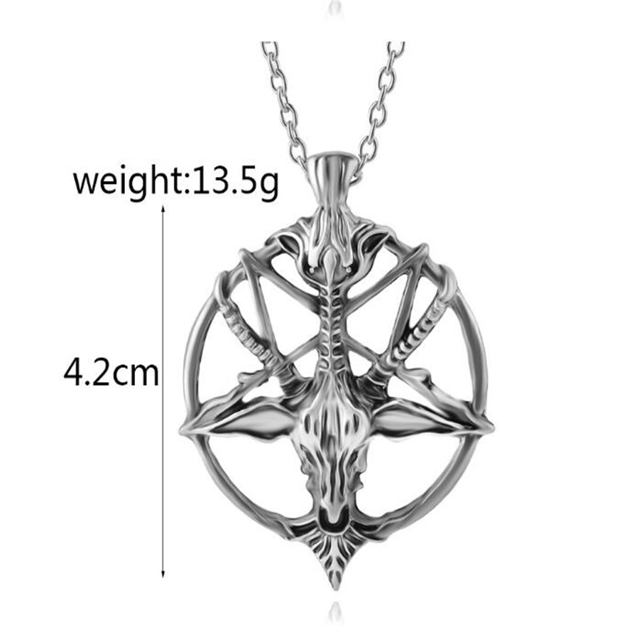 Pan God Skull Pendant Halsband Fashion Retro Ladies Mens Pentagram get Huvudkedja Neutral Lucky Alloy Vintage Halsband smycken AB5