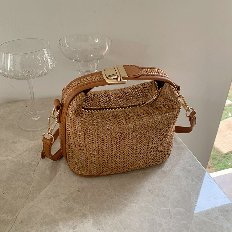 INS соломенная мини-сумка, повседневная женская сумка, портативная сумка-шоппер через плечо для женщин, сумка-мессенджер на одно плечо YFA2121