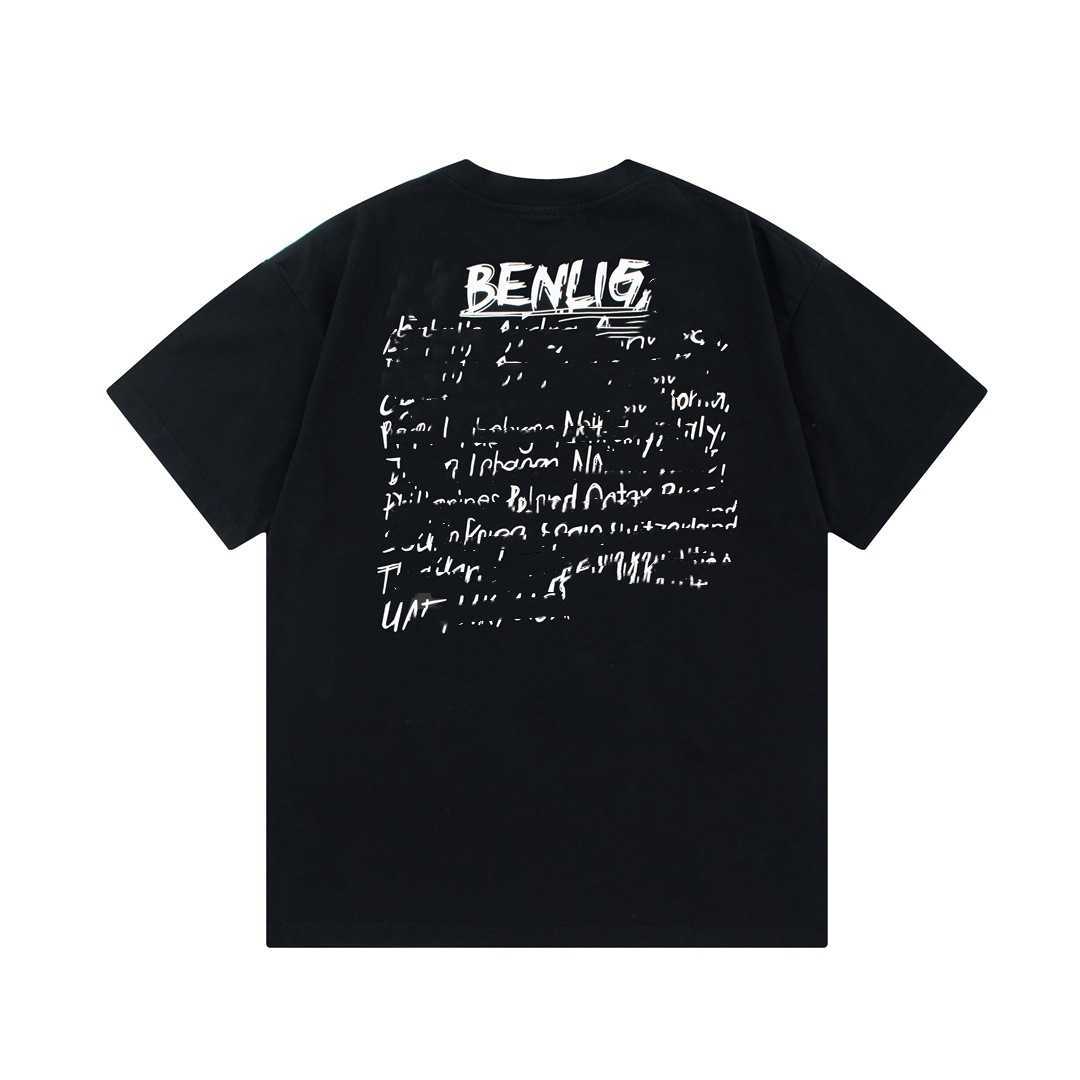 B Paris Correct High Version High Quality 24SS New Letter Graffiti Print Versatile Water T-shirt Unisex