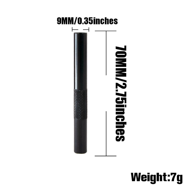 Spenderzubehör 70 mm Metall Sunff Snorter Tube Rauchpfeife Pen Style Sniffer Aluminium Snuff Snorter