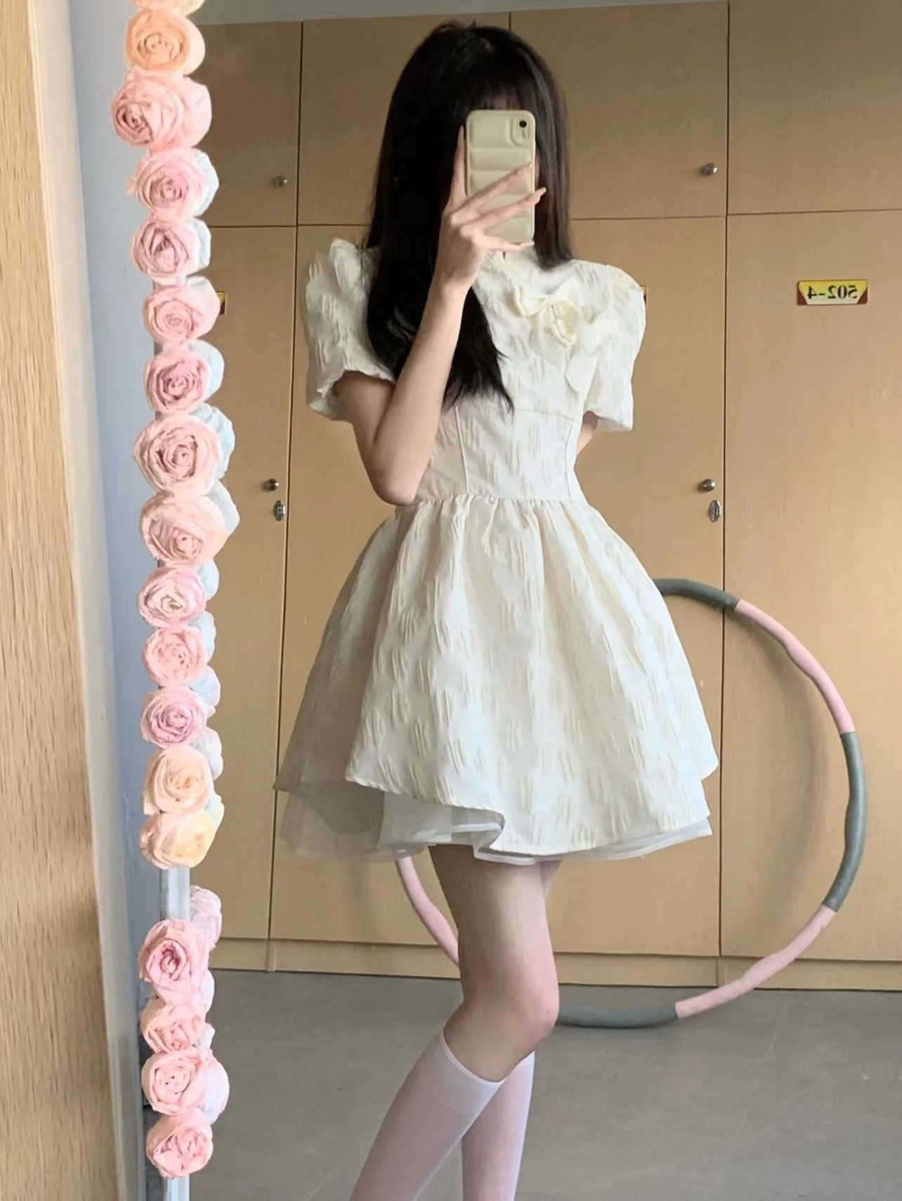 Summer New Salt and Sweet Series Chinese Style White Dress Small Crowd Waist Escaping Princess Puffy Children
