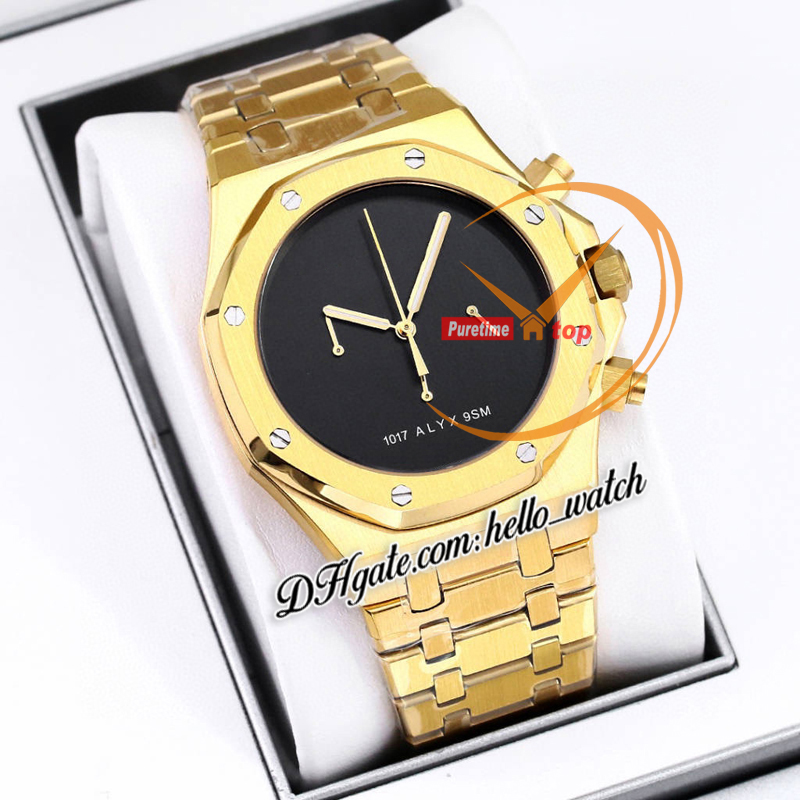 K8F 41mm 26238 1017 Alyx 9SM Designer VK Quartz Chronograph Mens Watch No Markers Gold Dial 18k Yellow Gold Case Bracelet Stopwatch Gents Watches HelloWatch A46B