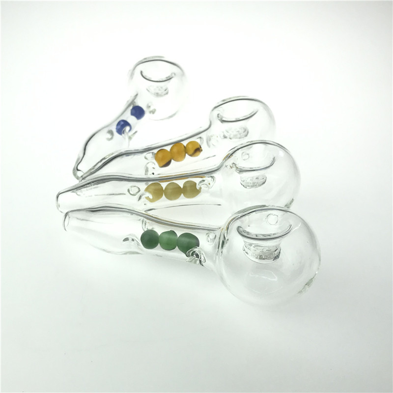 4.72 Inch Thick Pyrex Glass Smoking Pipe with Honeycomb Bowl and 3 Beads Filter Tube Funny Hand Pipes