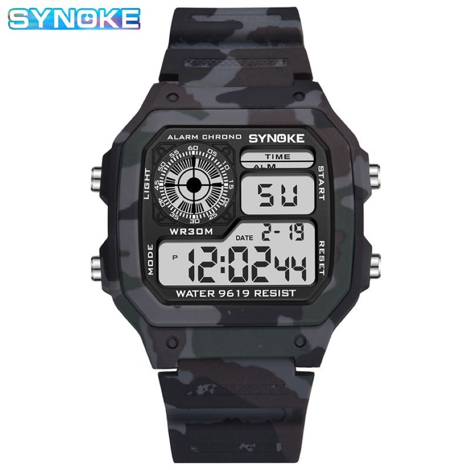 Synoke relógio digital masculino moda camuflagem militar relógio de pulso à prova dwaterproof água relógios correndo relogio masculino 2205302325