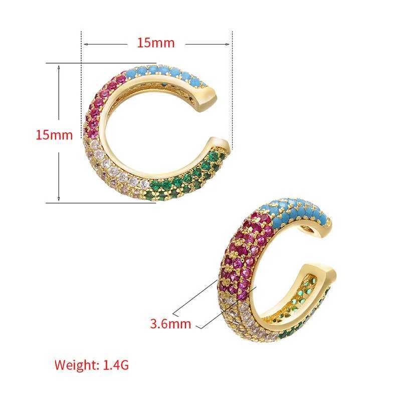 Hoop Huggie QMHJE 1 pièce boucles d'oreilles clip d'oreille manchette arc-en-ciel CZ or argent boucles d'oreilles bijoux bord non perforé bleu noir clip transparent 240326