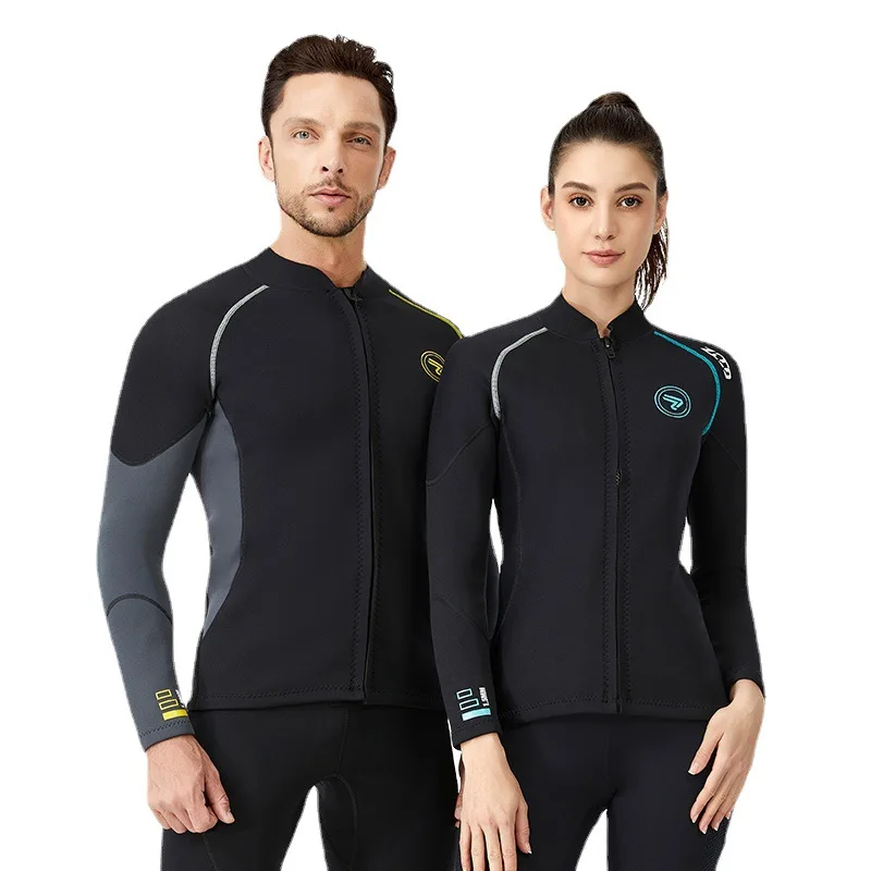 1.5mm Neopren Wetsuit Erkekler Dalış Ceket Uzun Kollu Şnorkel Yüzbaşı Erkek Sörf Kış Ceket Balıkçılık Termal Mayo