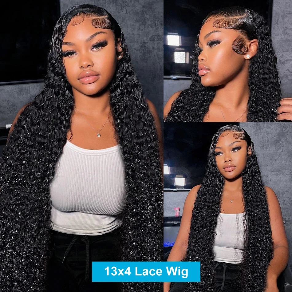 Perruque Lace Frontal Wig naturelle bouclée, cheveux humains, Loose Deep Wave, haute densité, 13x6 HD, 30 pouces, Transparent, 13x4, pour femmes