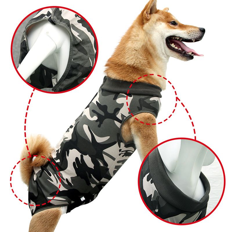 Camouflage Clothes Pet Elastic Elastic High Dog Jumps combinaison Pamas Strips Vest Wrap Belly Chirurgical Gowning Tracksuis pour Girl Clothing S-3XL