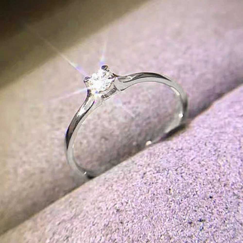 Кольца Huitan Минималистское женское обручальное кольцо с фианитом диаметром 4 мм, простые и элегантные аксессуары для женских пальцев, обручальное кольцо J240326