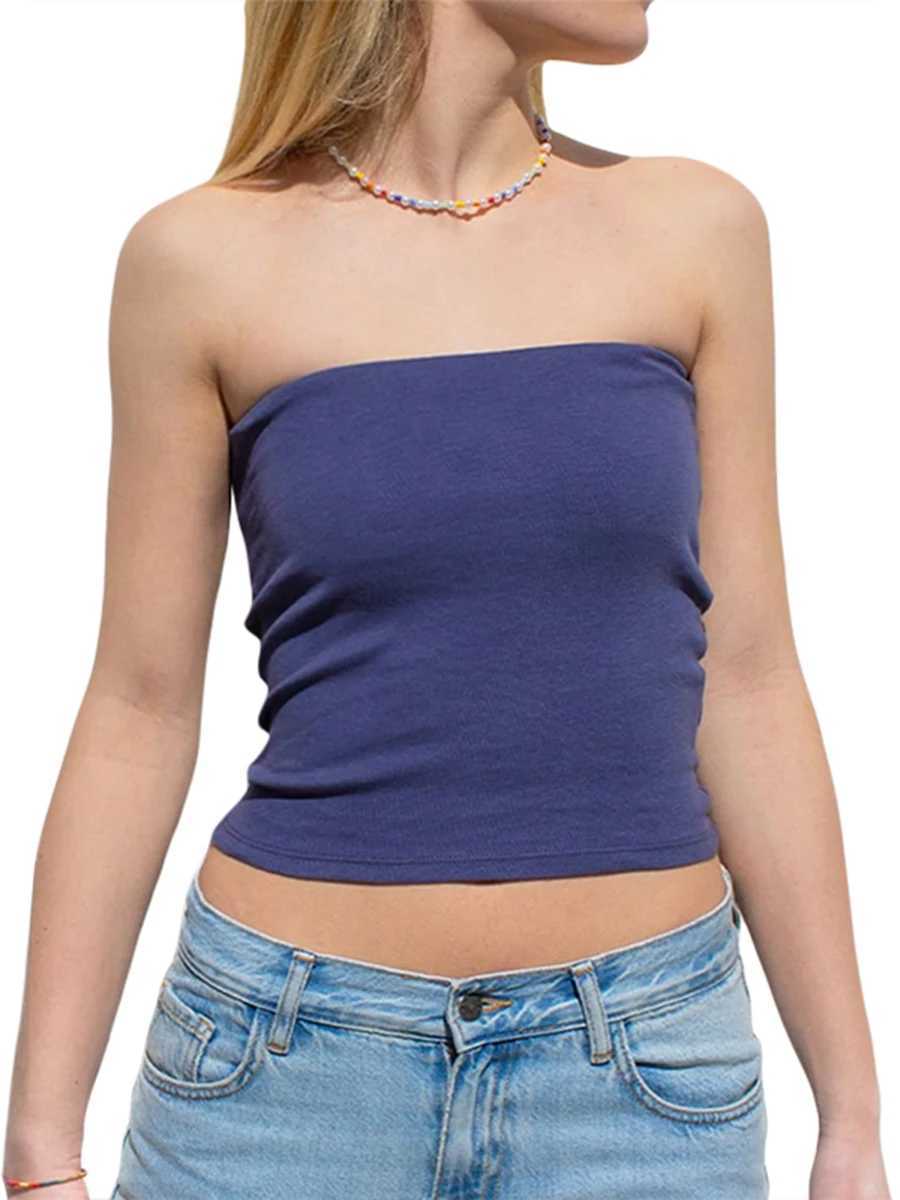 Kobiety z czołgów Camis Summer Bandeau Top Women Women Basic Solid Entere Tube Top 24326