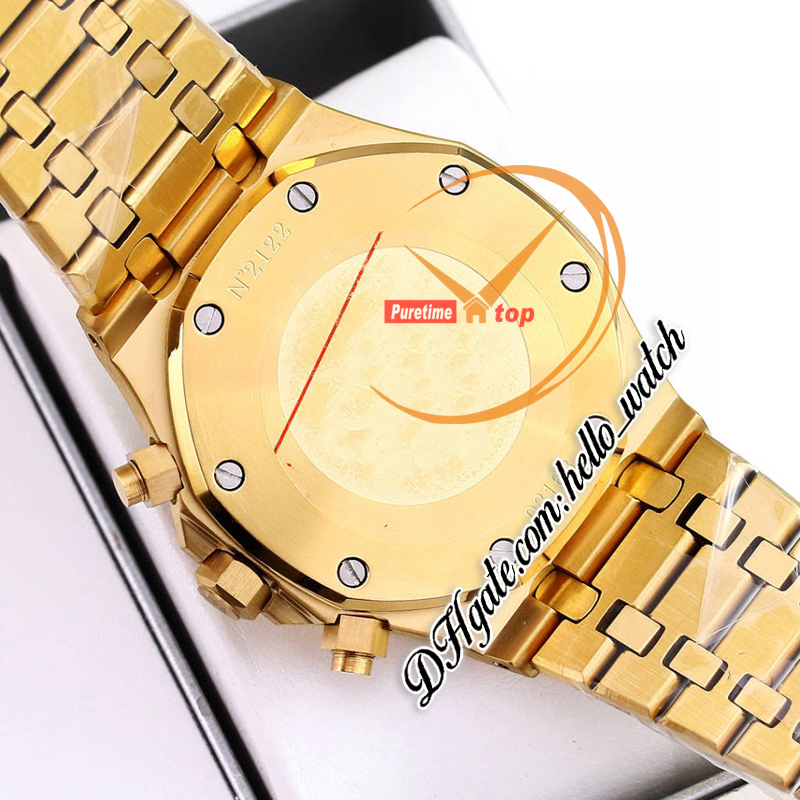 K8F 41mm 26238 1017 Alyx 9SM Designer VK Quartz Chronograph Mens Watch No Markers Gold Dial 18KイエローゴールドケースブレスレットストップウォッチゲントウォッチHellowatch A46B